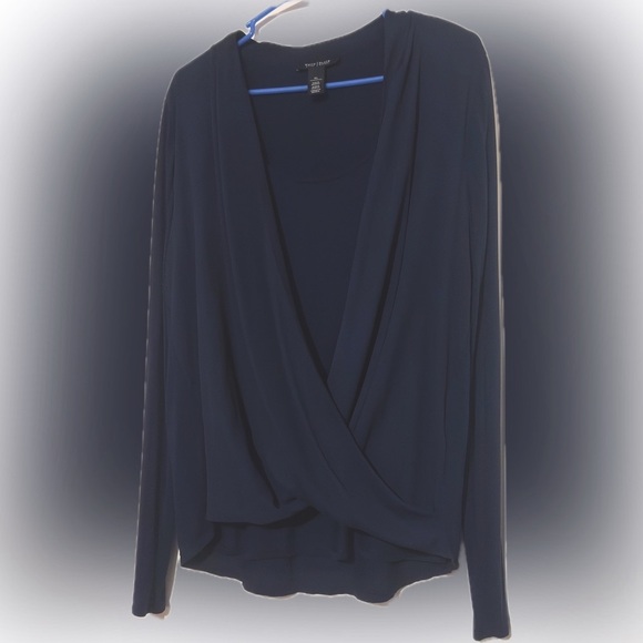 White House Black Market Tops - White House / Black Market  Blouse Crossing Front Attached Camisole Navy Blue XL